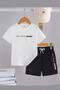 Unisex White Balance Printed T-Shirt Black Shorts Set - 2