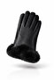 Women's Fur Faux Leather Gloves - Black - 2