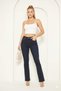 Spanish Pants F Flare Jeans Women's Navy Blue High Waist Trousers - 2