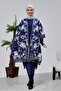 Beard Patterned Tassel Tricot Poncho - 6