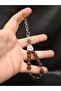 Special Brown Color Glass 15-Piece Rosary Keychain - 2