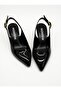 Women's Pointed Toe Heeled Shoes - Black-Glossy Patent Leather - 3