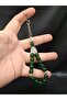 Green Color Glass 15-Piece Rosary Keychain - 2