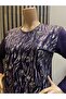 Women's Middle-Aged and Older Printed Patterned Glittery Slit Mother Combed Cotton Blouse - 3