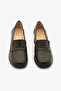 Brown Genuine Leather Thick Heeled Women's Loafer Shoes - 3