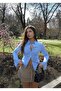 Women's Striped Waist-Fastening Spanish Sleeve Buttoned - 4