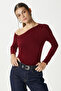 Women's Maje Lux Touch Shoulder Detail Burgundy Blouse - 2