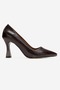 Brown Shiny Patent Leather Textured Women's Stiletto - 2