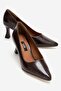 Brown Short Thick Heeled Women's Stilettos