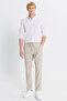 Men's Beige Slim Fit Slim Fit Tie-Waist Side Pocket Trousers - 2