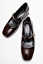 Women's Blunt Toe Piped Heeled Shoes; Brown Wrinkled - 5