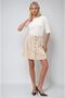 Beige Flared Cream Leather Skirt with Snap Detail 4067 R5-E-K5 - 5