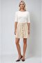 Beige Flared Cream Leather Skirt with Snap Detail 4067 R5-E-K5