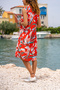 Women's Midi Dress – High Collar, Zero Sleeves, Printed , Pocketed , Terikoton Summer Fabric 700-3390253 - 2