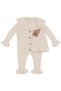 Baby Girl Ecru Corded Fabric Collar Beret Luxury Knitwear Jumpsuit - 3