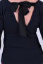 Women's Navy Blue Front Back V-Neck Tie Back Blouse Arm-26K001080 - 3