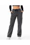 Women's Gray Melange Oversize Wide Fit 2 Thread Cargo Pocket Sweatpants-P2269