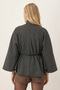 Women's Anthracite Gold Button Detailed Belted Cashmere Poncho Jacket Mock Neck Arm-26K001065 - 2