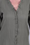 Women's Sage Green Long-Sleeve Blouse with Ruffled Collar and Front, Elasticized Sleeves ARM-25K001030 - 4