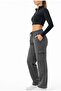 Women's Gray Melange Oversize Wide Fit 2 Thread Cargo Pocket Sweatpants-P2269 - 2