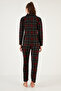 Women's Plaid Buttoned Pajama Set – Black and Red, Long Sleeves, Comfortable Fit - 6