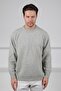 A.Grey Crew Neck Plain Front Sleeves with Stripe Detail 100% Lamb Wool Men's Knitwear Sweater - 2