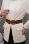 Gold Buckle Leather Detailed Elastic Belt Dress Belt Coat Belt Shirt Belt Waist Belt - 2