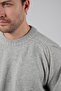 A.Grey Crew Neck Plain Front Sleeves with Stripe Detail 100% Lamb Wool Men's Knitwear Sweater - 4