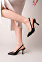 Wandy Black Women's Pointed Toe Thin Heel Slingback Strap Shoes Buckle Stiletto - 2