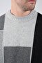 A.Grey Crew Neck Color Block 100% Lamb Wool Men's Knitwear Sweater - 5