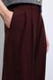 Burgundy Elastic Waist Pleated Women's Trousers - 5