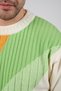 Ecru/Green Crew Neck Green and Mustard Detailed 100% Lamb Wool Men's Knitwear Sweater - 5