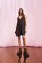 Burgundy V-Neck Satin Mini Dress 17283