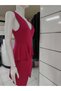 Thick Straps V-Neck Ruffled Cross Leg Detail Mini Dress Crepe Scuba Fabric Fuchsia - 3