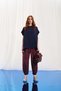 Navy Blue Open Back Linen Blouse 17270 - 3
