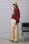 Women's Oversize Sweatshirt Preppy Girl Bear Printed Claret Red – Crew Neck, 3 Thread Rastering - 4