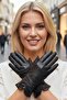 Women's Bow-Lined Genuine Lambskin Leather Gloves
