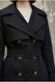 Natural Black 100% Cotton Gabardine Long (110cm) Lined Belted Women's Trench Coat 1111 - 7