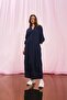 Navy Blue Linen Shirt Dress 17267 - 2