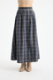 Women's Blue Pocketed Button Detailed Long Plaid Skirt - 2