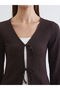 Brown V-Neck Tie-Up Textured Blouse from Plus-Store - 4
