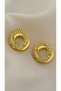 Zircon Stone Round Earrings (Brass Plated) - 2