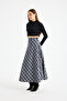 Women's Gray Long Plaid Skirt - 5