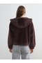 Lcw Vision Burgundy Hooded Women's Fur Jacket - 5