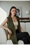 Women's Boat Neck Long Knit Vest Sleeveless Buttoned Pocketed for Daily Use - 3