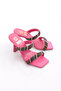 1270-22Y Women's Double Strapped Rowed Stone Heeled Slippers - 2