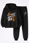 Basketball Design Printed 3-Ply Quality Sweatshirt and Trackpants Children's Top-Bottom Set