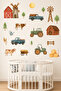 Farm Themed Vehicles and Animals Children's Room Wall Sticker Set - 2