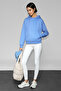 Jingso women's fleece soft Hooded kangaroo pocket printed blue sweatshirt - 4