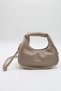 Women's Beige Braided Soft Leather Zippered Crossbody Hand and Shoulder Bag - 3